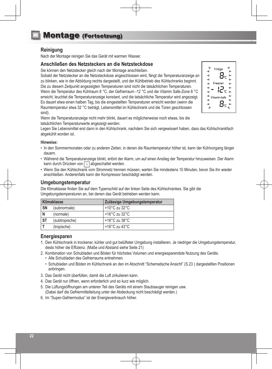 Montage | Panasonic NRB32FX2 User Manual | Page 22 / 180