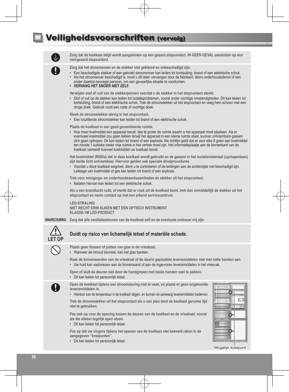 Veiligheidsvoorschriften, Vervolg) | Panasonic NRB32FX2 User Manual | Page 36 / 180