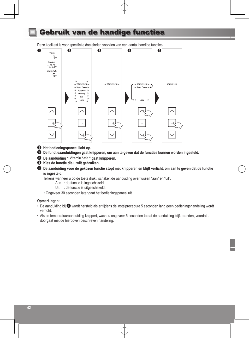 Gebruik van de handige functies | Panasonic NRB32FX2 User Manual | Page 42 / 180