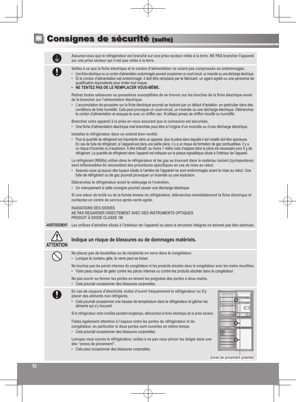 Consignes de sécurité, Suite) | Panasonic NRB32FX2 User Manual | Page 52 / 180