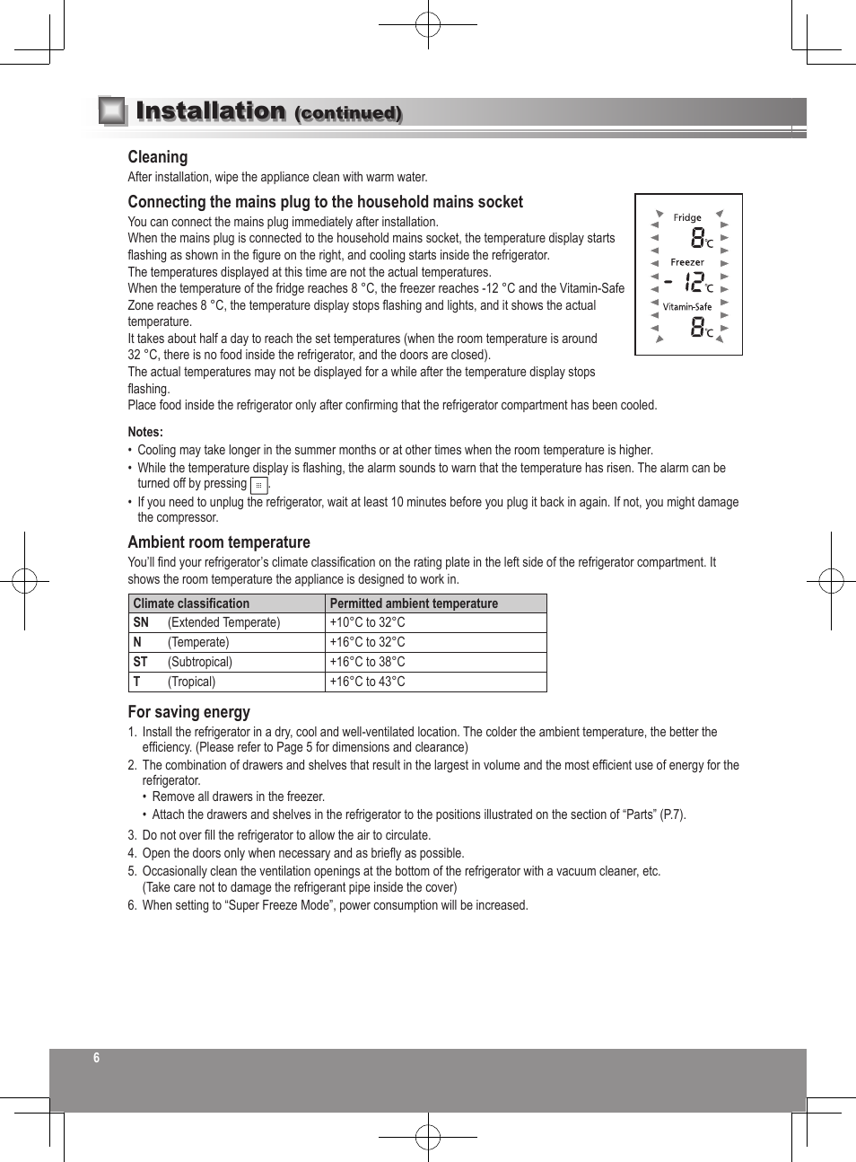 Installation | Panasonic NRB32FX2 User Manual | Page 6 / 180