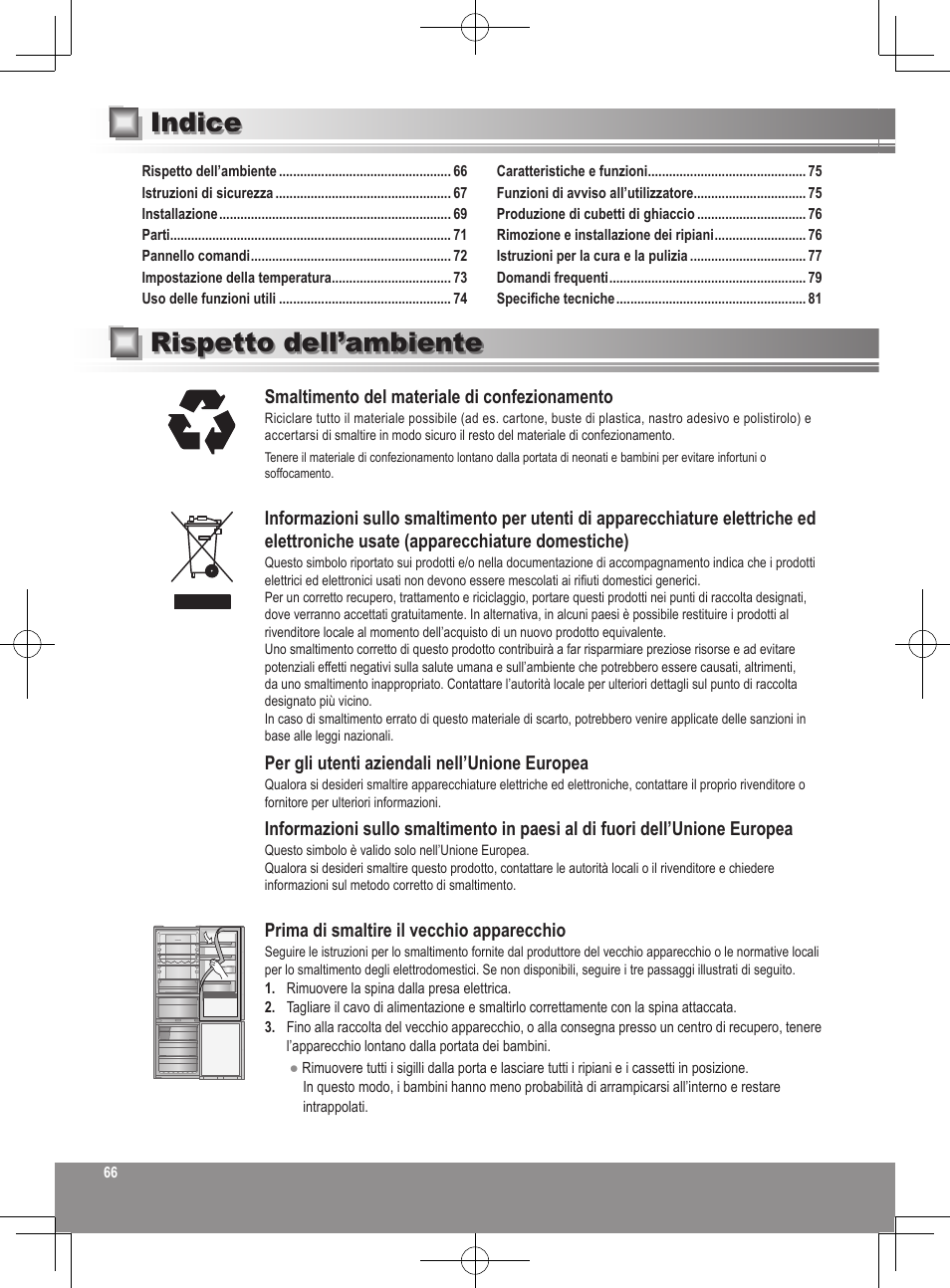 Rispetto dell’ambiente indice | Panasonic NRB32FX2 User Manual | Page 66 / 180