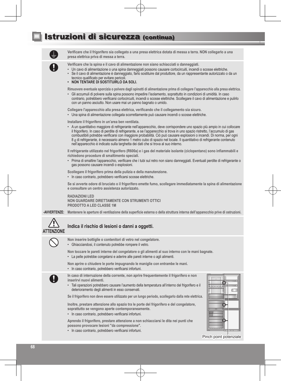 Istruzioni di sicurezza, Continua) | Panasonic NRB32FX2 User Manual | Page 68 / 180