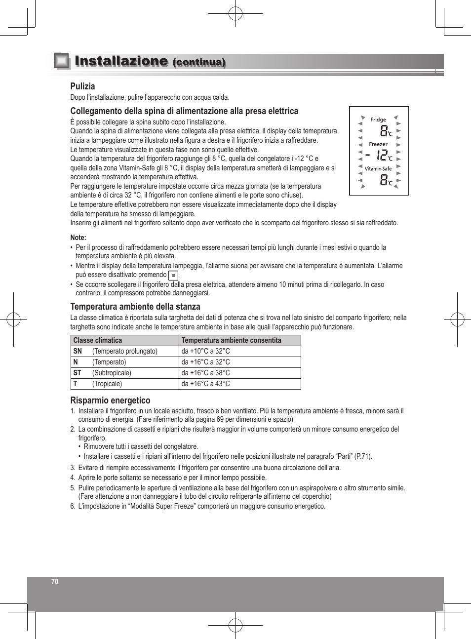 Installazione | Panasonic NRB32FX2 User Manual | Page 70 / 180