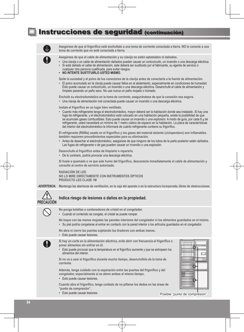 Instrucciones de seguridad, Continuación) | Panasonic NRB32FX2 User Manual | Page 84 / 180