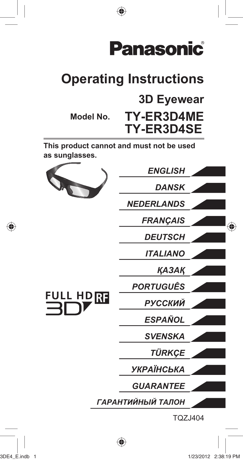 Panasonic TYER3D4SE User Manual | 248 pages