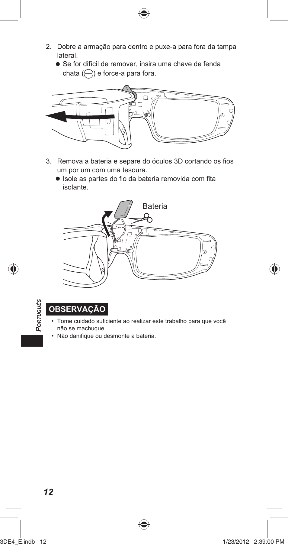 Bateria observação | Panasonic TYER3D4SE User Manual | Page 124 / 248