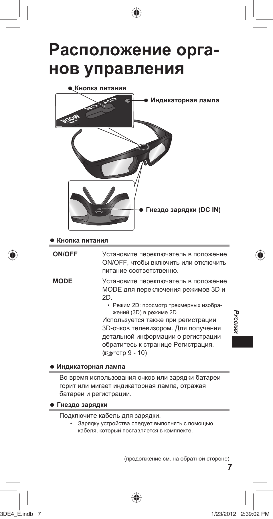 Расположение орга- нов управления | Panasonic TYER3D4SE User Manual | Page 135 / 248