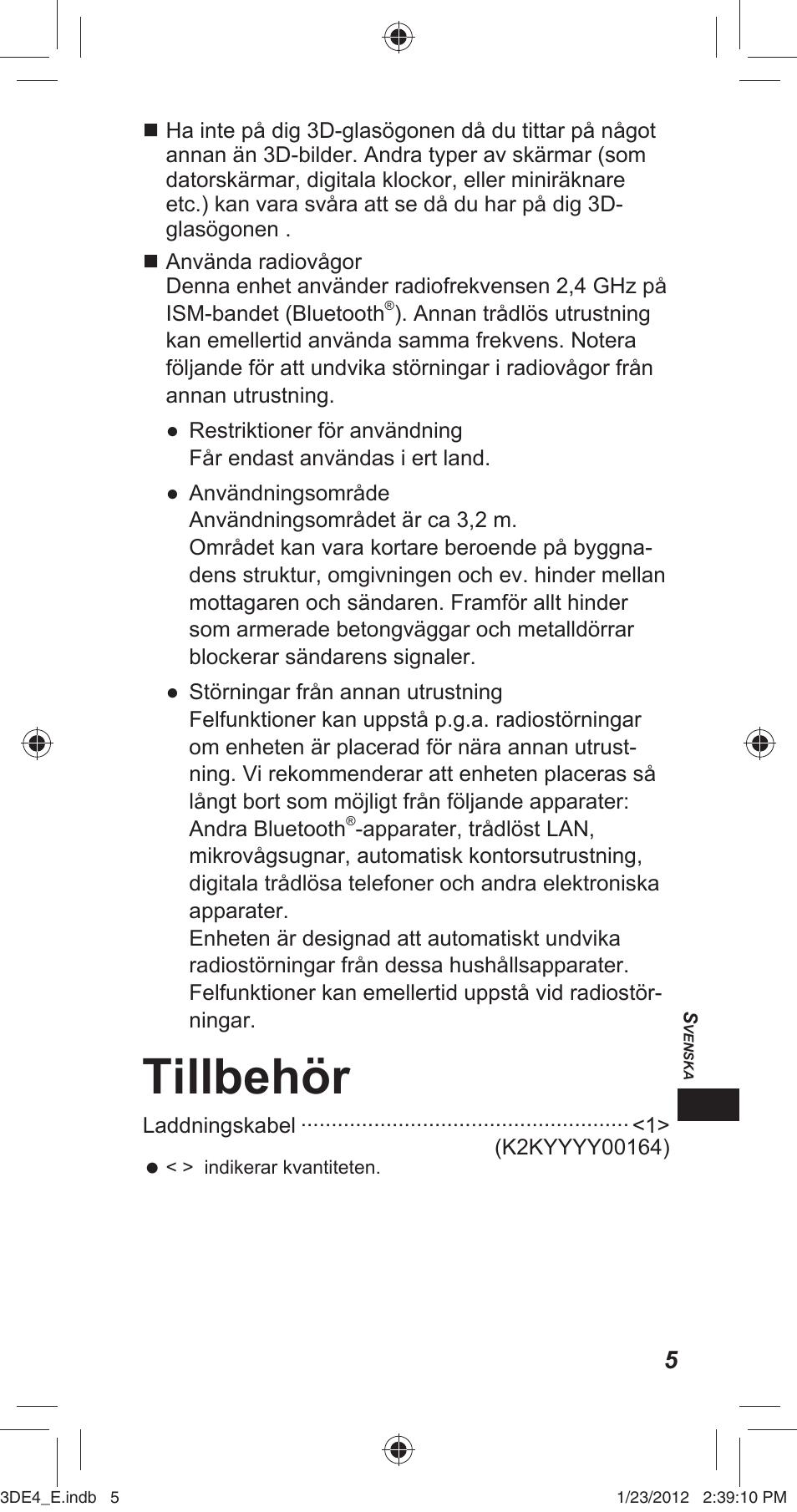 Tillbehör | Panasonic TYER3D4SE User Manual | Page 167 / 248