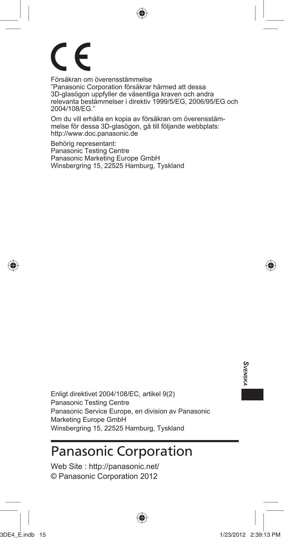 Panasonic corporation | Panasonic TYER3D4SE User Manual | Page 177 / 248