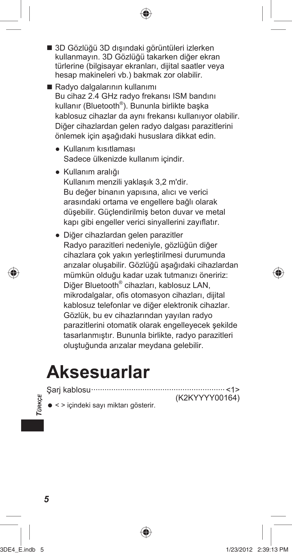 Aksesuarlar | Panasonic TYER3D4SE User Manual | Page 182 / 248