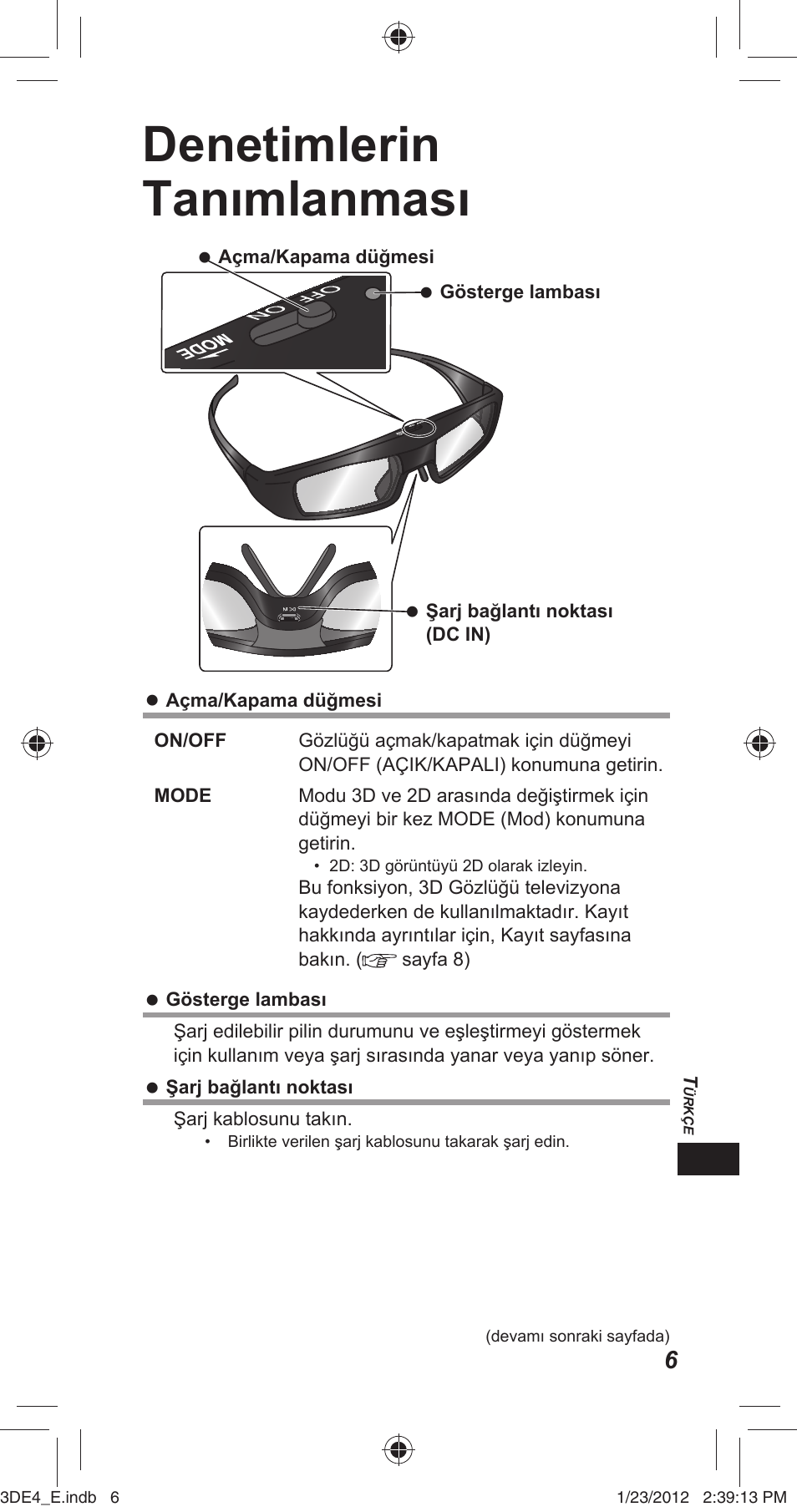 Denetimlerin tanımlanması | Panasonic TYER3D4SE User Manual | Page 183 / 248