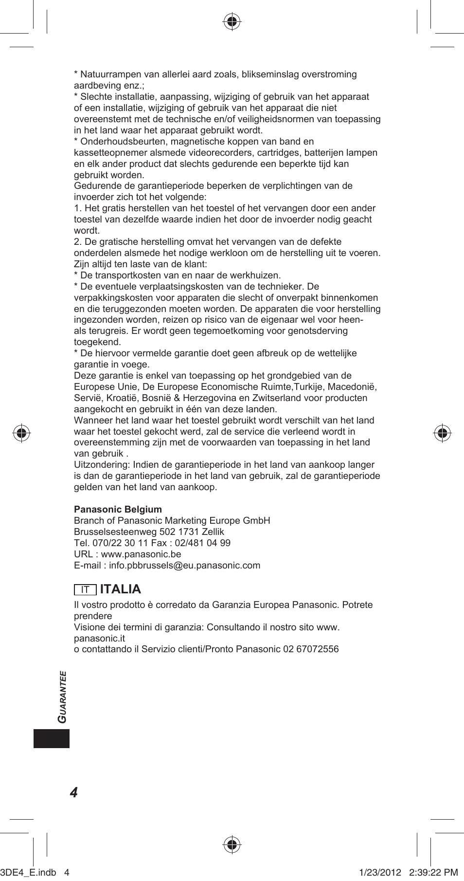 Italia | Panasonic TYER3D4SE User Manual | Page 212 / 248