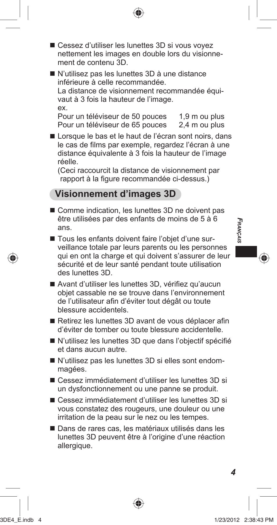 Visionnement d’images 3d | Panasonic TYER3D4SE User Manual | Page 51 / 248
