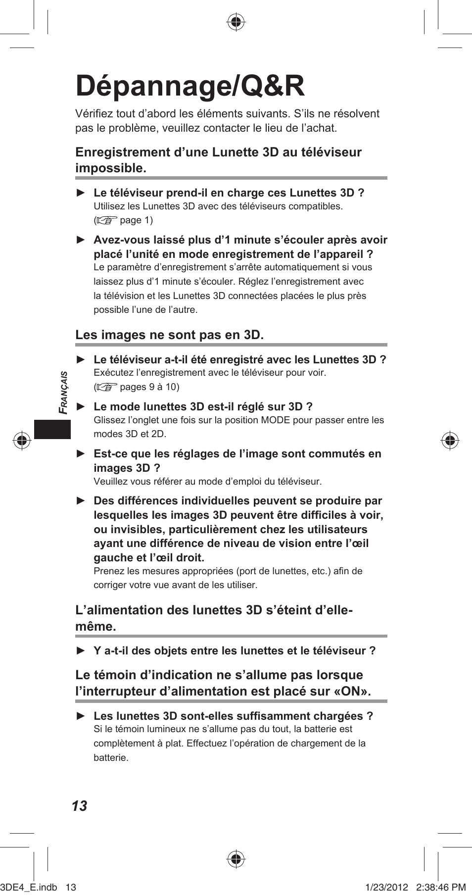 Dépannage/q&r | Panasonic TYER3D4SE User Manual | Page 60 / 248