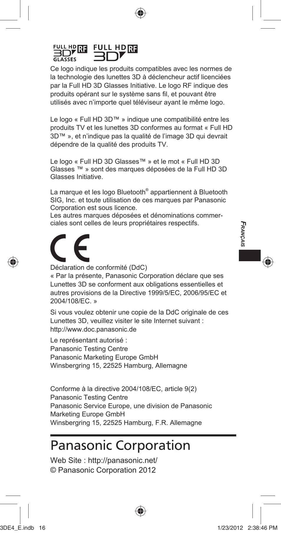 Panasonic corporation | Panasonic TYER3D4SE User Manual | Page 63 / 248