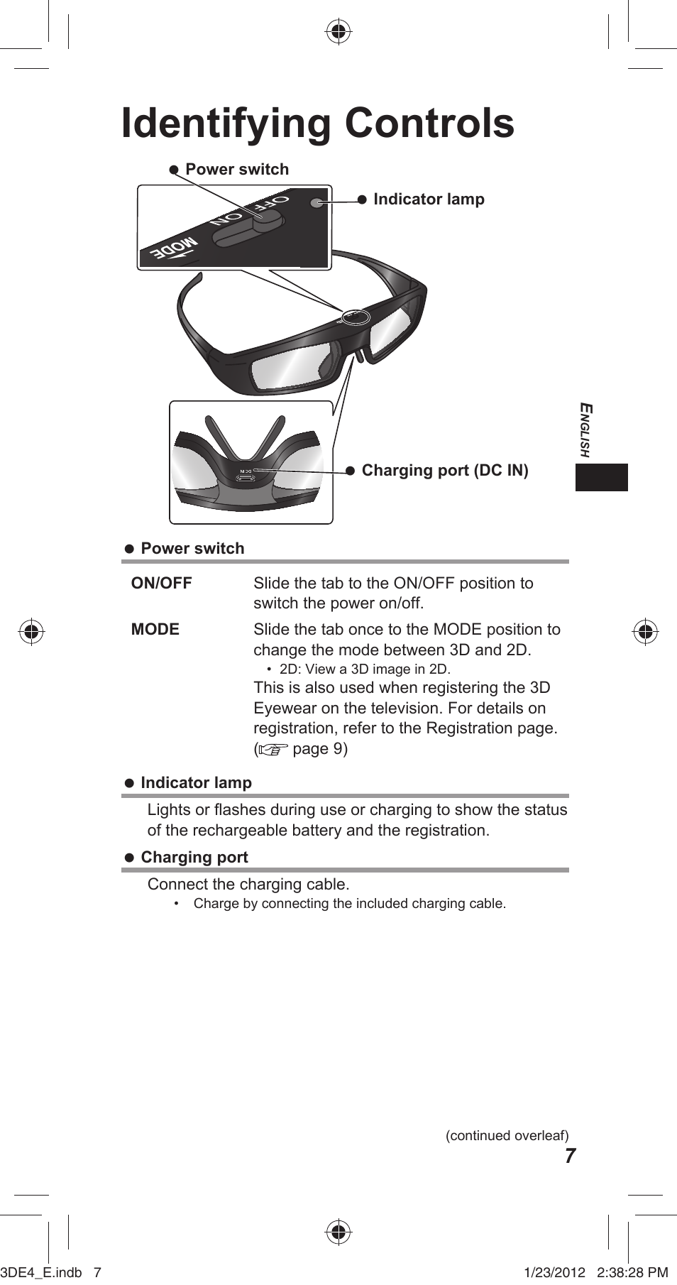 Identifying controls | Panasonic TYER3D4SE User Manual | Page 7 / 248