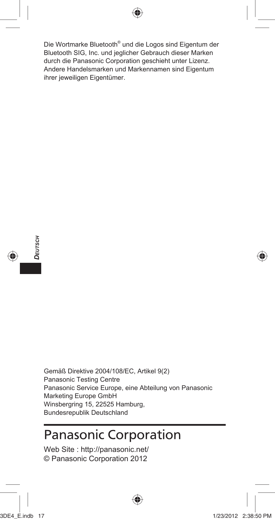 Panasonic corporation | Panasonic TYER3D4SE User Manual | Page 80 / 248