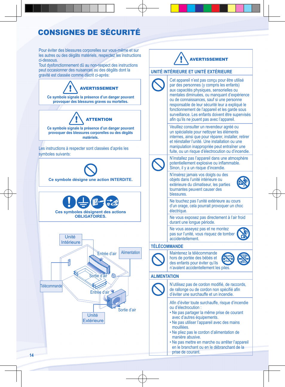 Consignes de sécurité | Panasonic CSYE18MKE User Manual | Page 14 / 72