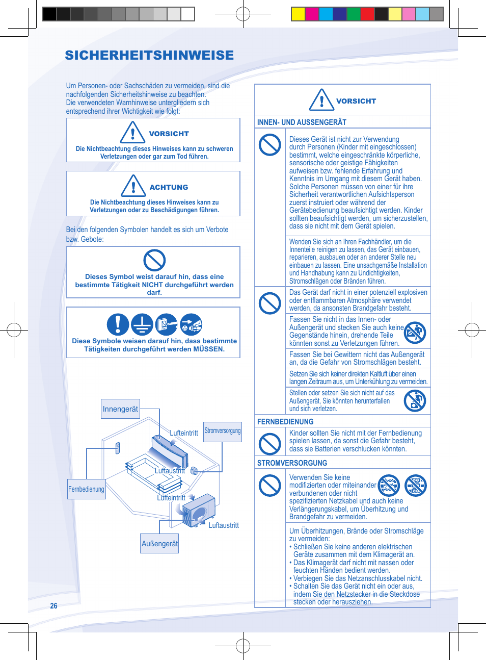 Sicherheitshinweise | Panasonic CSYE18MKE User Manual | Page 26 / 72