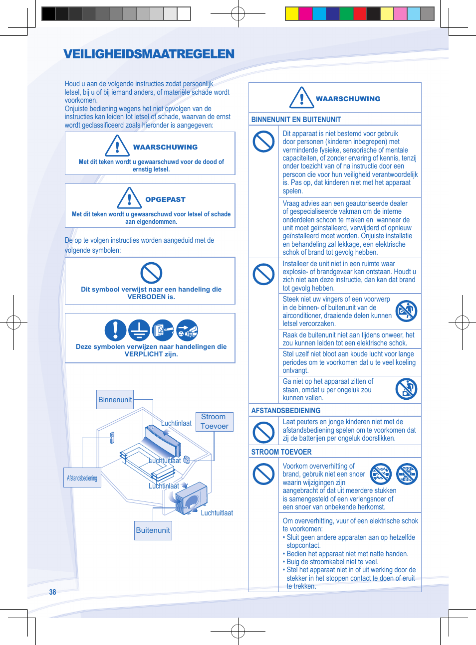 Veiligheidsmaatregelen | Panasonic CSYE18MKE User Manual | Page 38 / 72