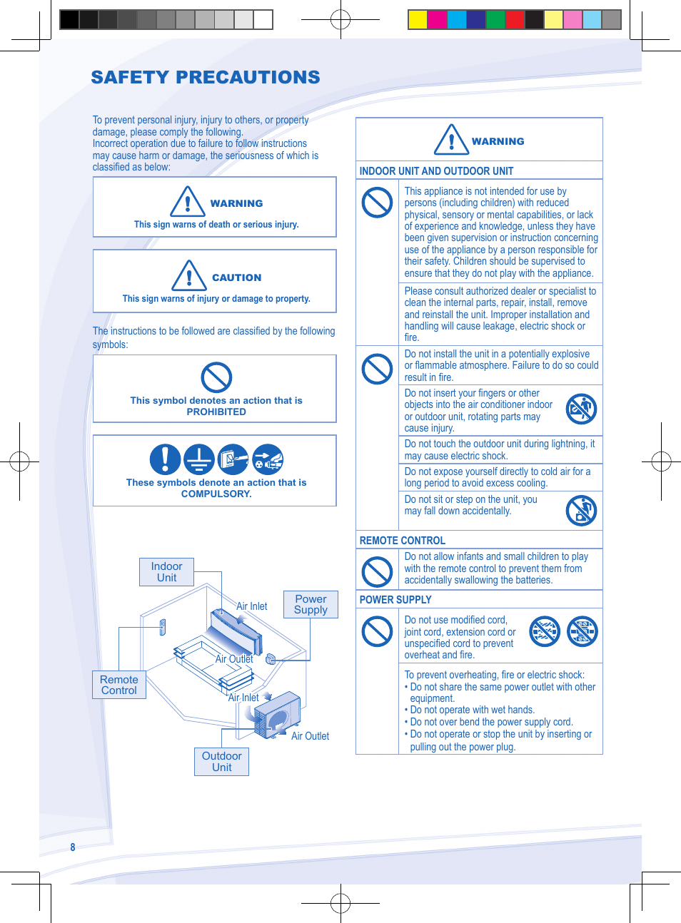 Safety precautions | Panasonic CSYE18MKE User Manual | Page 8 / 72