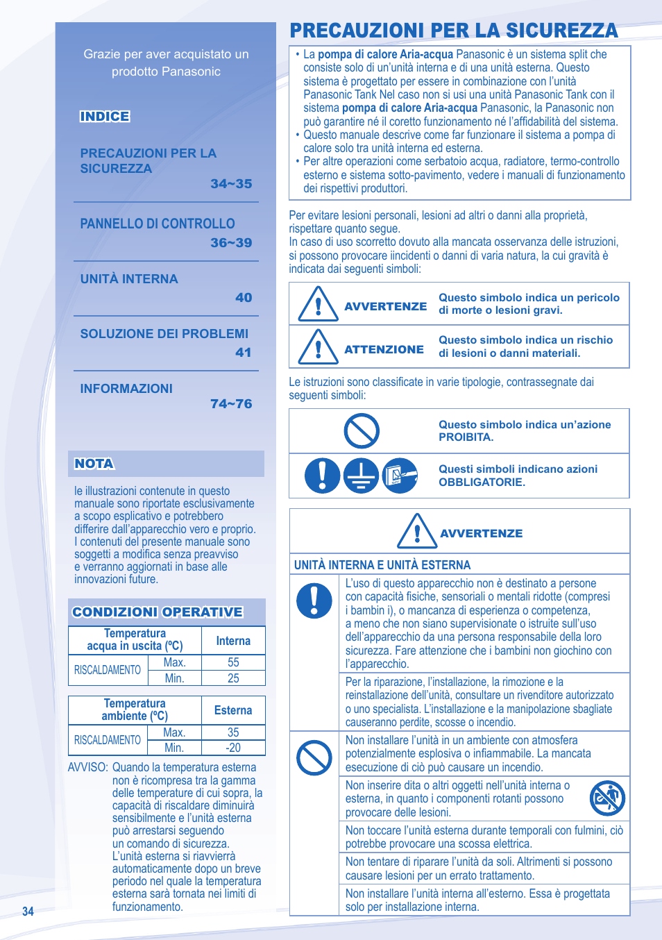 Precauzioni per la sicurezza | Panasonic WHSDF09C3E8 User Manual | Page 2 / 12