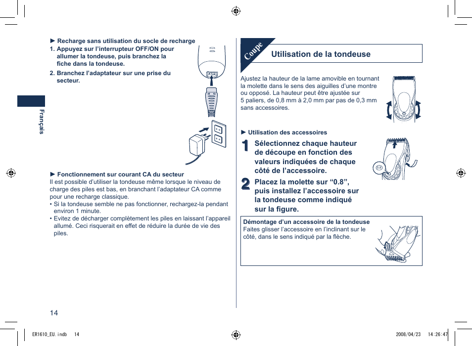Coupe | Panasonic ER1610 User Manual | Page 14 / 100