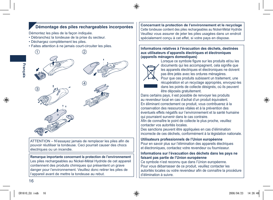 Panasonic ER1610 User Manual | Page 16 / 100