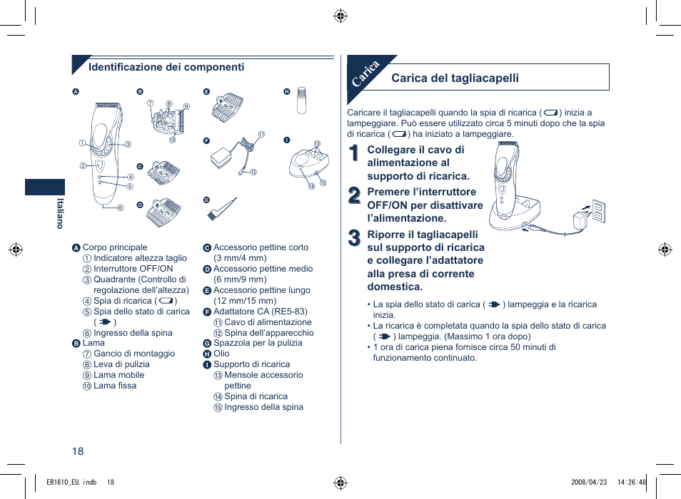 Carica | Panasonic ER1610 User Manual | Page 18 / 100