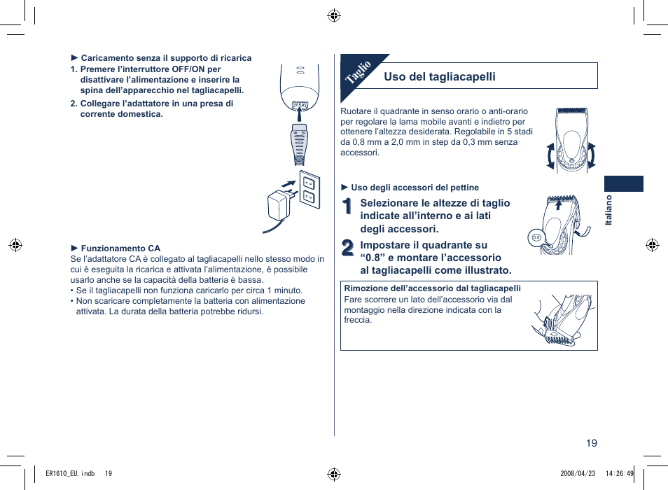 Taglio | Panasonic ER1610 User Manual | Page 19 / 100