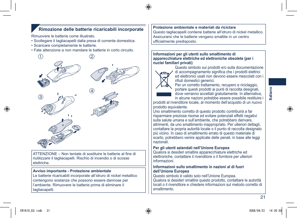 Panasonic ER1610 User Manual | Page 21 / 100