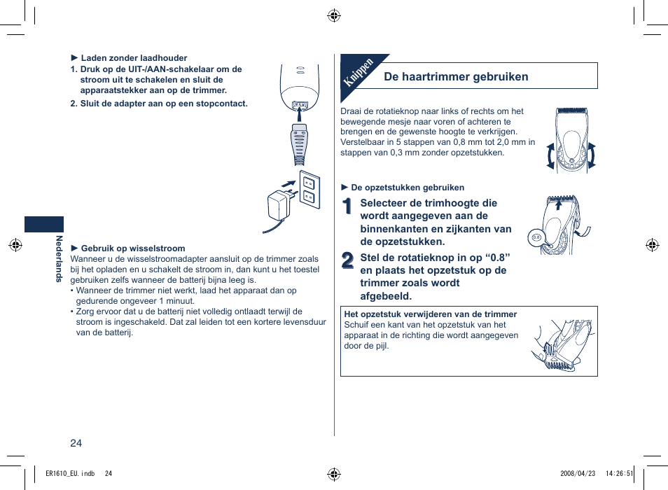 Knippen | Panasonic ER1610 User Manual | Page 24 / 100