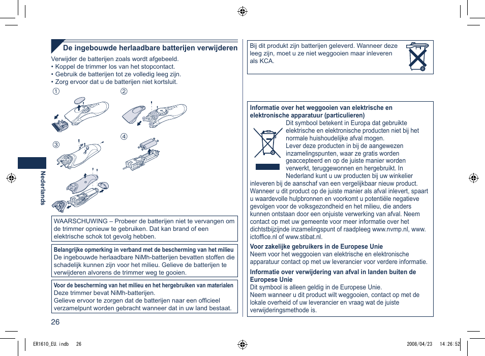 Panasonic ER1610 User Manual | Page 26 / 100