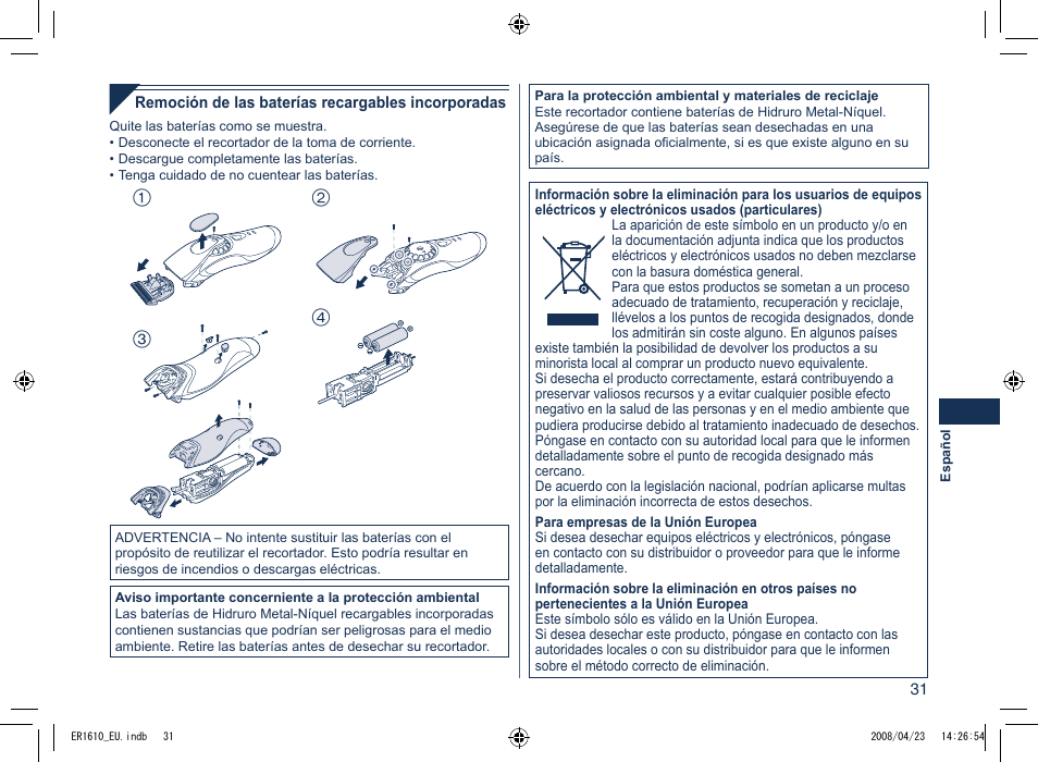 Panasonic ER1610 User Manual | Page 31 / 100