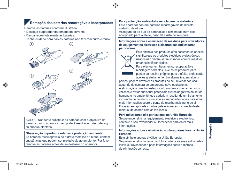 Panasonic ER1610 User Manual | Page 41 / 100