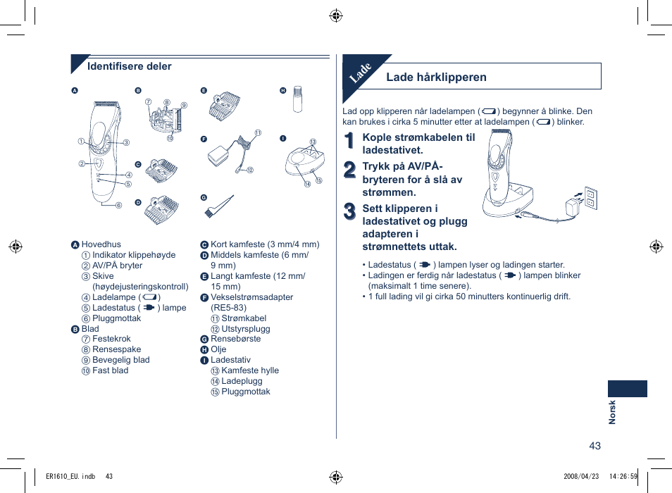 Lade | Panasonic ER1610 User Manual | Page 43 / 100