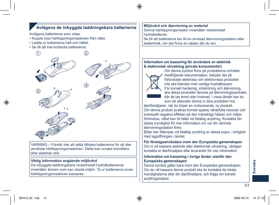 Panasonic ER1610 User Manual | Page 51 / 100