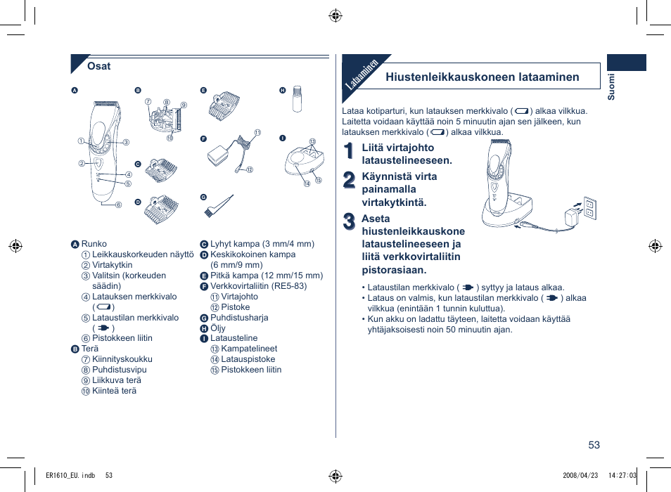 Lataaminen | Panasonic ER1610 User Manual | Page 53 / 100