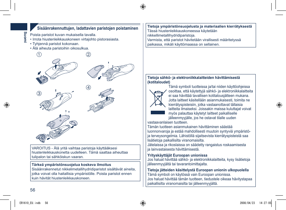 Panasonic ER1610 User Manual | Page 56 / 100