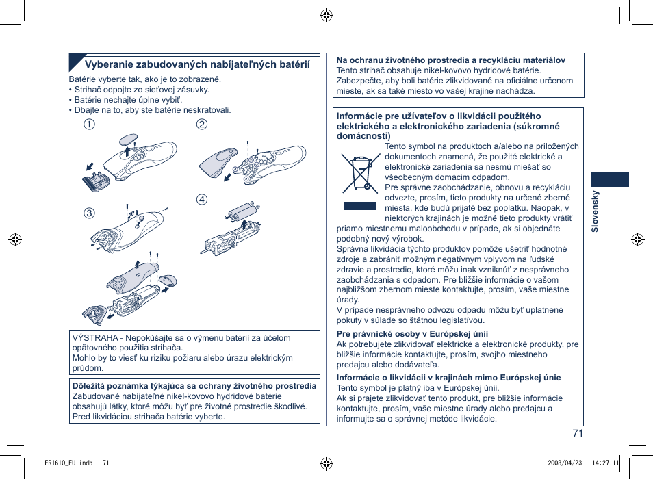 Panasonic ER1610 User Manual | Page 71 / 100