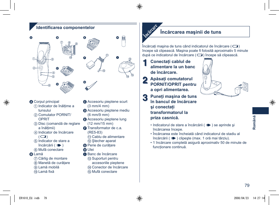 Încăr car e | Panasonic ER1610 User Manual | Page 79 / 100