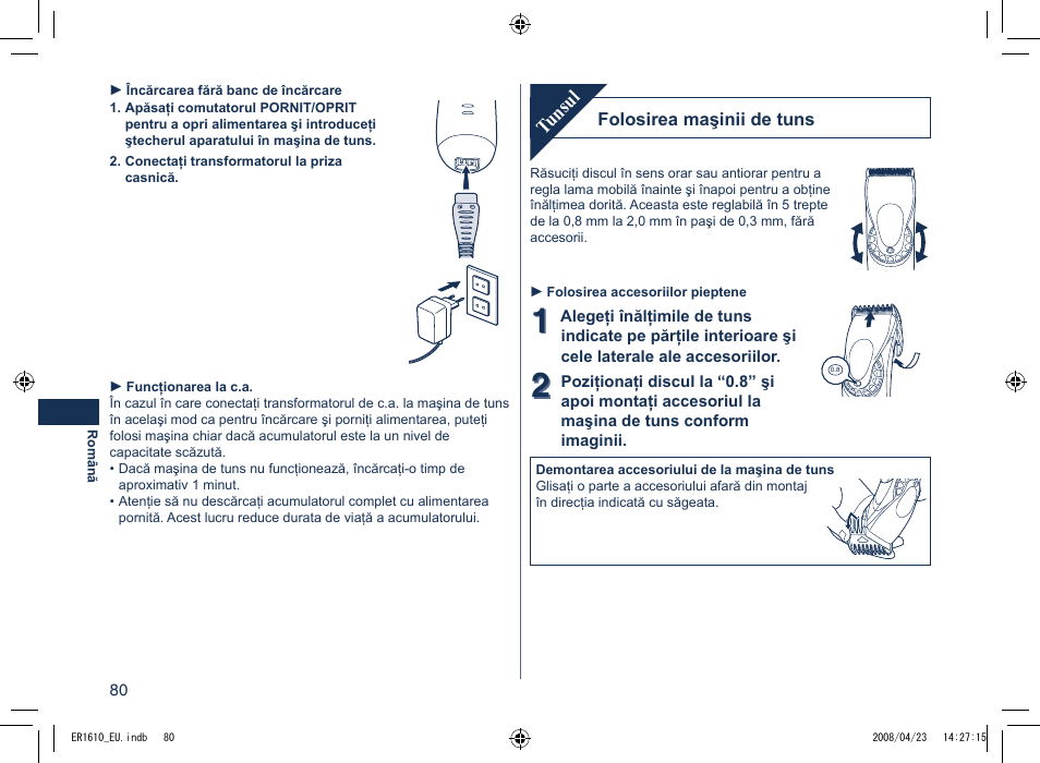 Tunsul | Panasonic ER1610 User Manual | Page 80 / 100