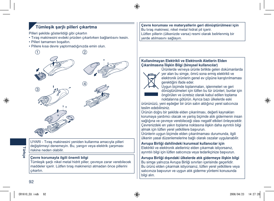 Panasonic ER1610 User Manual | Page 92 / 100