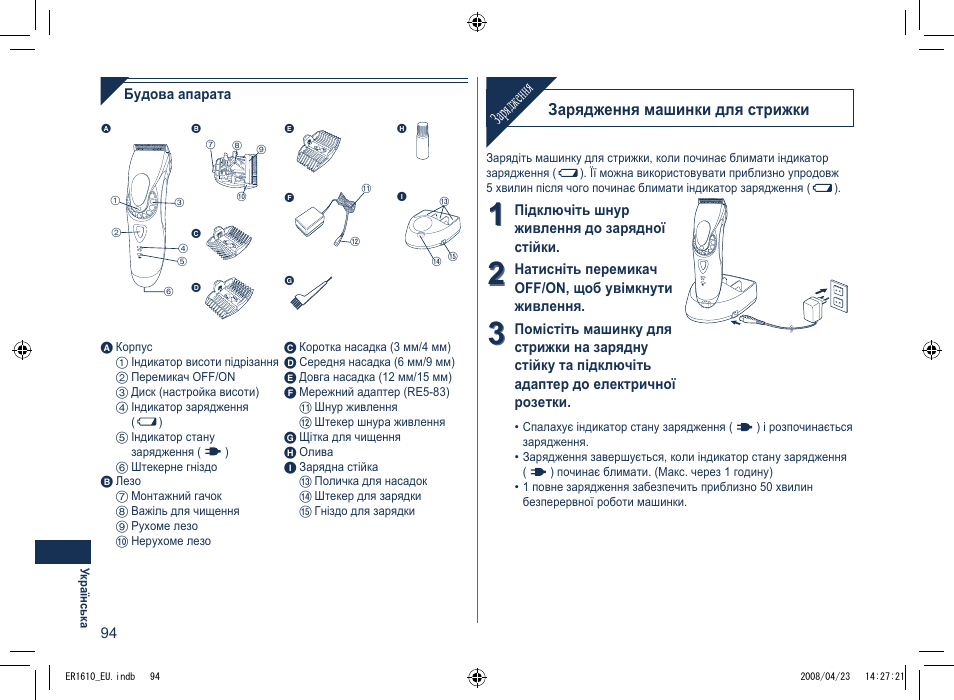 Заря джен ня | Panasonic ER1610 User Manual | Page 94 / 100