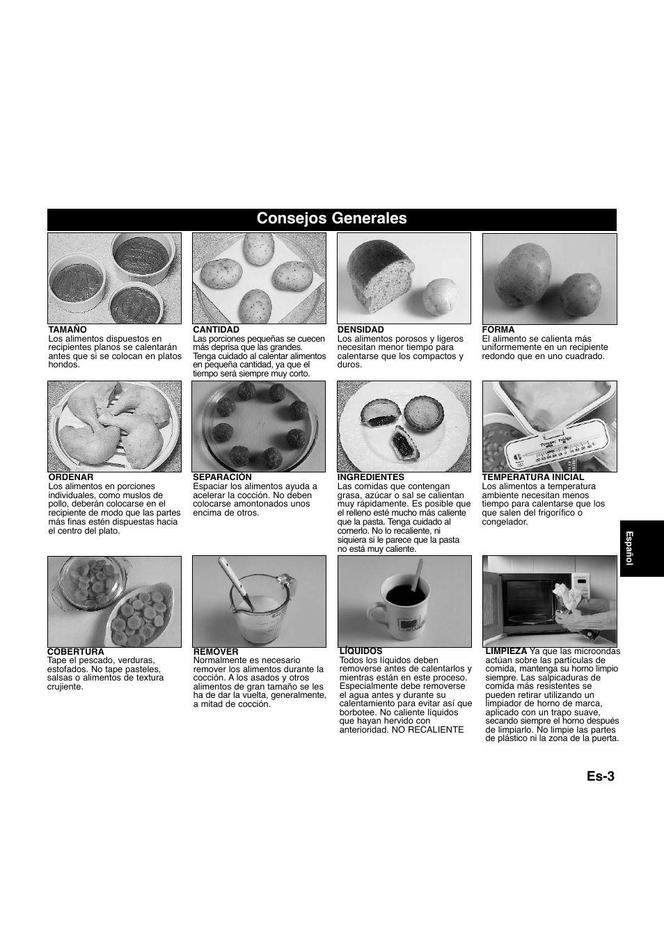 Consejos generales, Es-3 | Panasonic NNQ523MF User Manual | Page 100 / 174