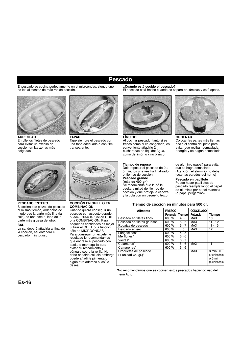 Pescado, Es-16 | Panasonic NNQ523MF User Manual | Page 113 / 174