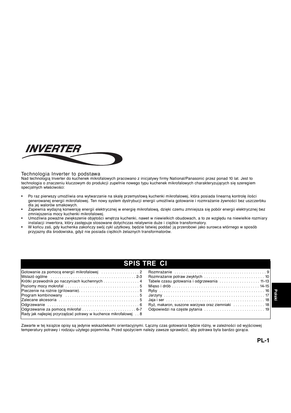 Spis tre ci, Pl-1 | Panasonic NNQ523MF User Manual | Page 136 / 174