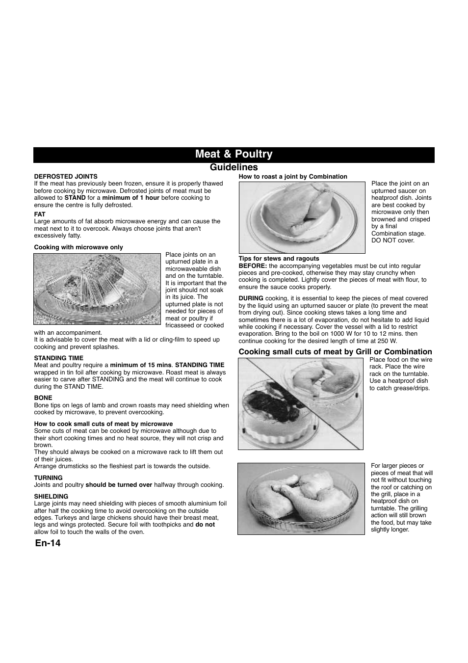 Meat & poultry, En-14, Guidelines | Panasonic NNQ523MF User Manual | Page 16 / 174