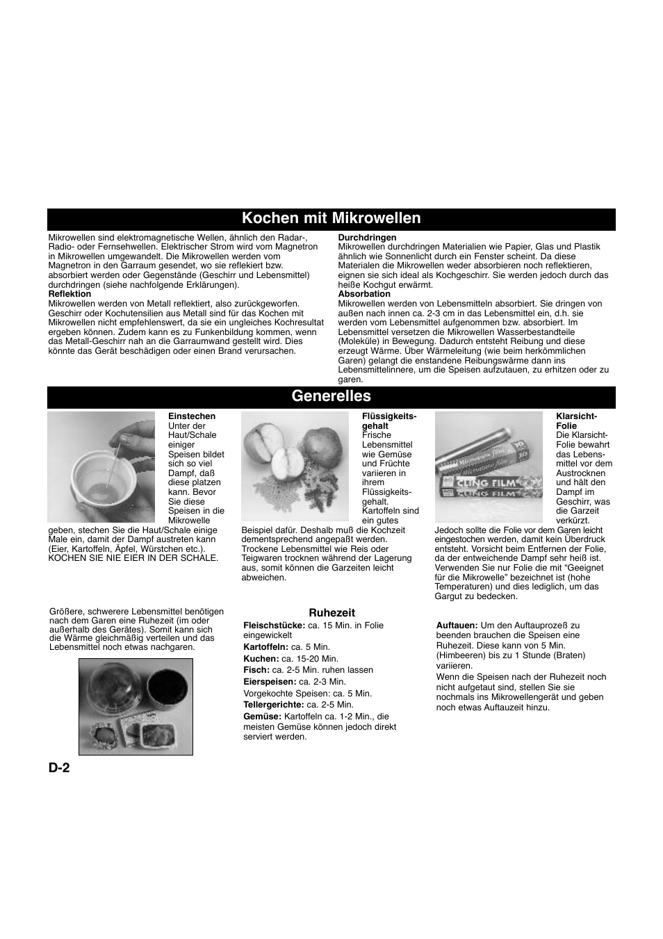 Kochen mit mikrowellen, Generelles | Panasonic NNQ523MF User Manual | Page 23 / 174